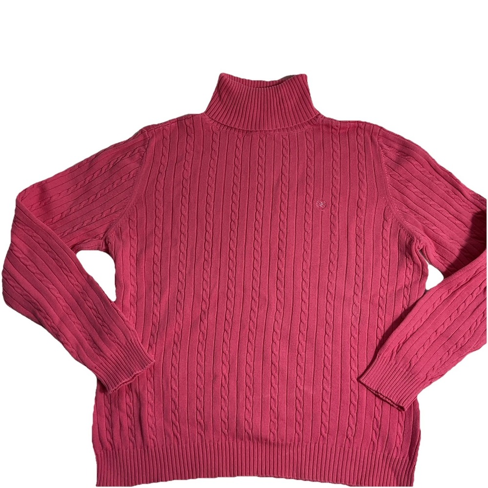 Women's Izod XL Pink Cable Knit Turtleneck Sweater‎ 100 % Cotton